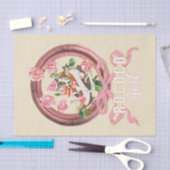 かわいいクラシックピンクのロココガール ローズ ボウ シューズ 薄葉紙 (クラフト)