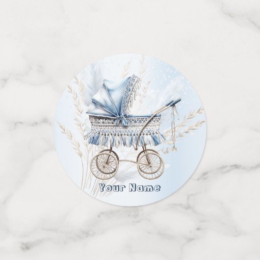 かわいいクラシックベビーベビーカー青フローラ美しい コンフェッティ (スモール正面)