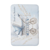 かわいいクラシックベビーベビーカー青フローラ美しい バスマット (正面縦)