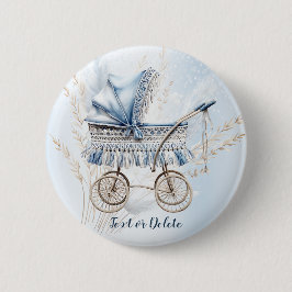 かわいいクラシックベビーベビーカー青フローラ美しい 缶バッジ