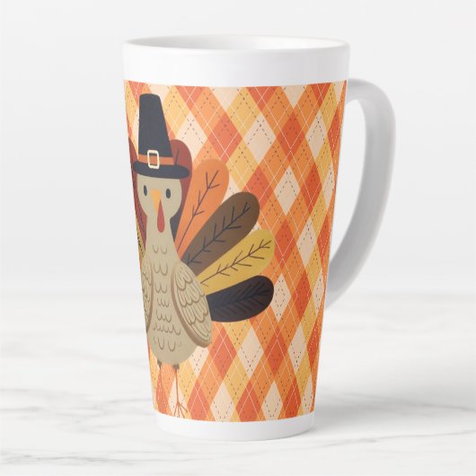 かわいいクラシック/ヴィンテージ感謝祭トルコ カフェラテマグ (右アングル)