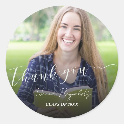 かわいいクラスの2024写真卒業ありがとう ラウンドシール (正面)