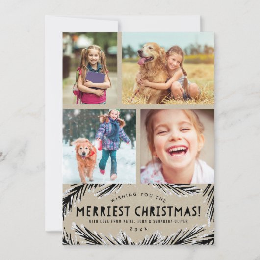 かわいいクラフトのクリスマスフォトカード シーズンカード (正面)