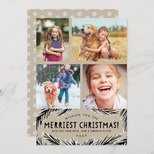 かわいいクラフトのクリスマスフォトカード シーズンカード (正面/裏面)