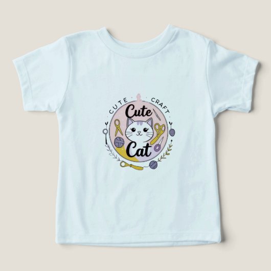  かわいいクラフトキャットTシャツ (デザイン正面)
