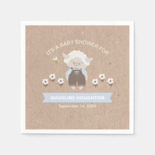 かわいいクラフトブルーラムボーイベビーシャワーナプキン スタンダードカクテルナプキン (正面)