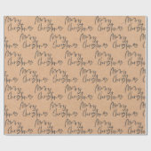 かわいいクラフト紙ブラックスクリプトフォントメリークリスマス ラッピングペーパー (フラット)