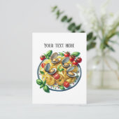 かわいいクラムパスタのディナー追加文字 ポストカード (スタンド正面)
