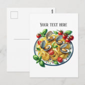 かわいいクラムパスタのディナー追加文字 ポストカード (正面/裏面)