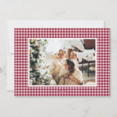 かわいいクランベリーレッドプレイド2枚の写真クリスマス シーズンカード (裏面)