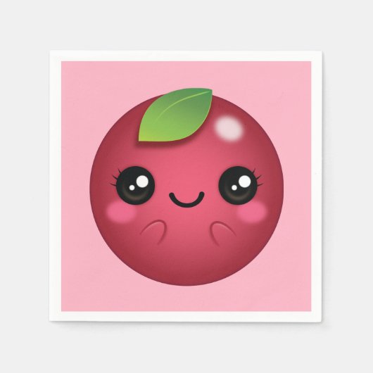 かわいいクランベリー スタンダードカクテルナプキン (正面)