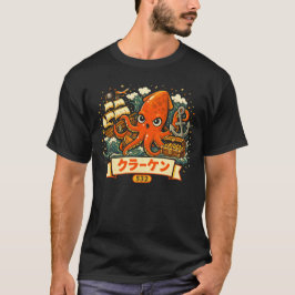 かわいいクラーケンの海賊風カートゥーン デザイン Tシャツ