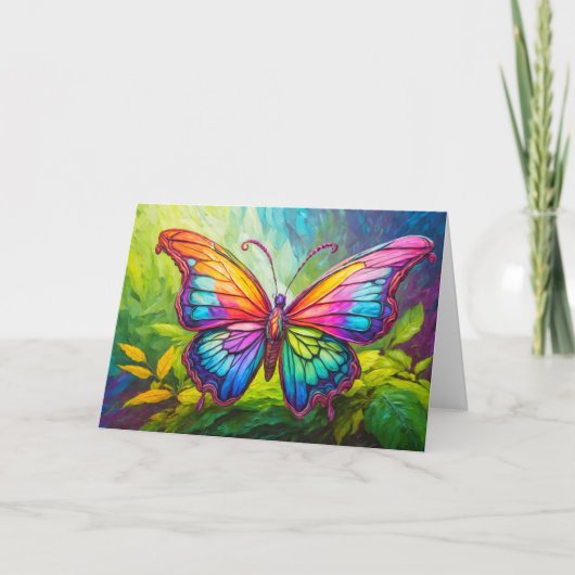 かわいいクリエイティブな蝶のアート 誕生日おめでとう カード (正面)