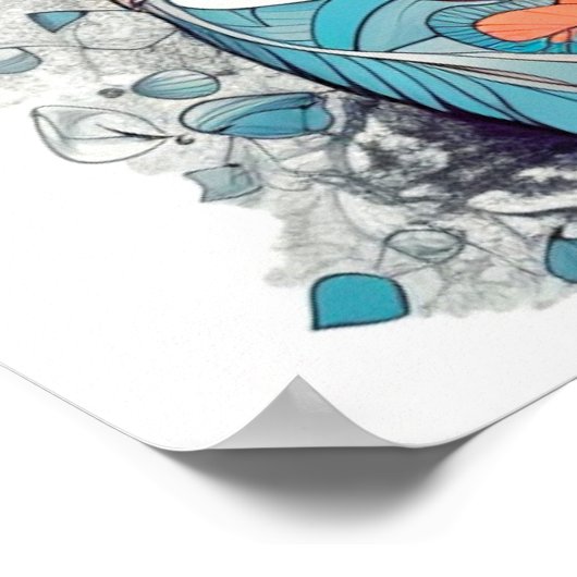 かわいいクリエイティブキツネイラストレーション ポスター (角)