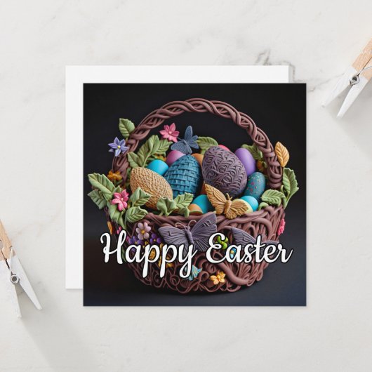 かわいいクリエイティブハッピーイースターバスケット カード (正面/裏面インサイチュ)