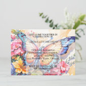 かわいいクリエイティブバタフライアートバースデーパーティー 招待状 (スタンド正面)