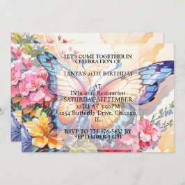 かわいいクリエイティブバタフライアートバースデーパーティー 招待状