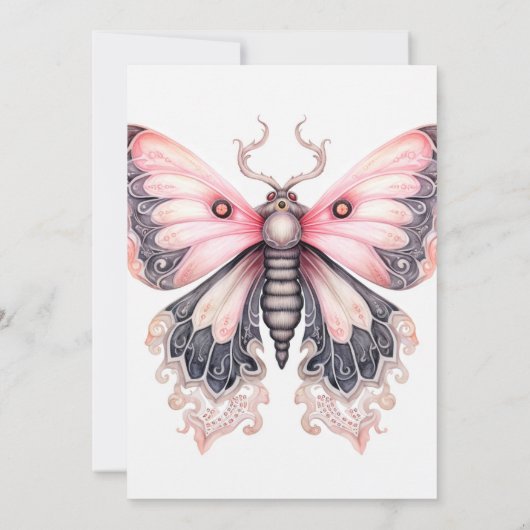 かわいいクリエイティブバタフライアートバースデーパーティー 招待状 (裏面)