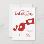 かわいいクリエイティブ赤い幸せバレンタインデー愛の鳥 招待状 (正面)