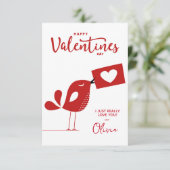 かわいいクリエイティブ赤い幸せバレンタインデー愛の鳥 招待状 (スタンド正面)