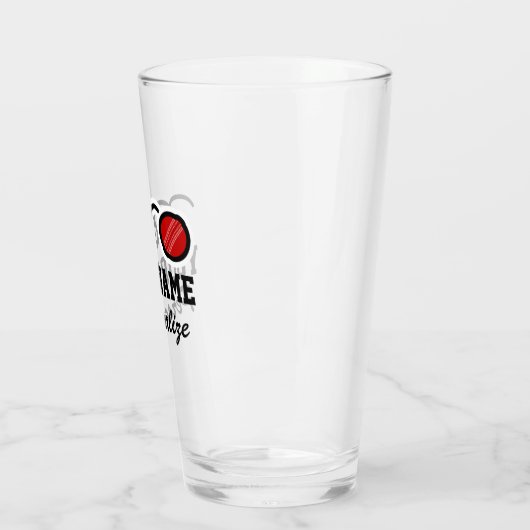 かわいいクリケットボール漫画の名前をカスタムするのスポーツプレゼント タンブラーグラス (左)