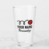 かわいいクリケットボール漫画の名前をカスタムするのスポーツプレゼント タンブラーグラス (正面)