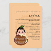 かわいいクリシュナのカード 誕生日に - クリシュナアート 招待状 (正面/裏面)