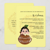 かわいいクリシュナのカード 誕生日に - クリシュナアート 招待状 (正面/裏面)
