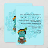 かわいいクリシュナのカード 誕生日のために - クリシュナアート 招待状 (正面/裏面)