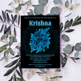 かわいいクリシュナのカード 誕生日のために - クリシュナアート 招待状