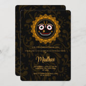 かわいいクリシュナの誕生日カード - クリシュナアート 招待状 (正面/裏面)