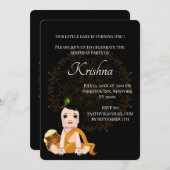 かわいいクリシュナの誕生日カード - クリシュナアート 招待状 (正面/裏面)