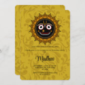 かわいいクリシュナの誕生日カード - クリシュナアート 招待状 (正面/裏面)