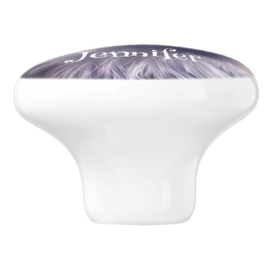 かわいいクリスタルブルーアイベビーフクロウ名前をカスタムする セラミックノブ (側面)