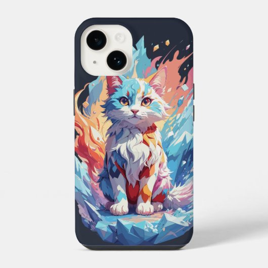 かわいいクリスタル幻想猫デザイン iPhoneケース (裏面)