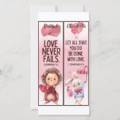 かわいいクリスチャンラブ聖書の詩子供用ブックマーク カード (正面)