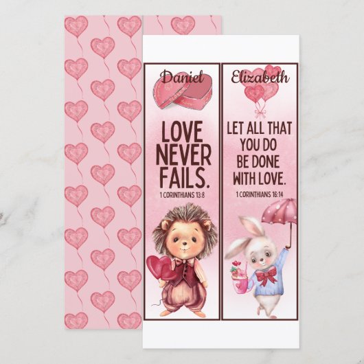 かわいいクリスチャンラブ聖書の詩子供用ブックマーク カード (正面/裏面)