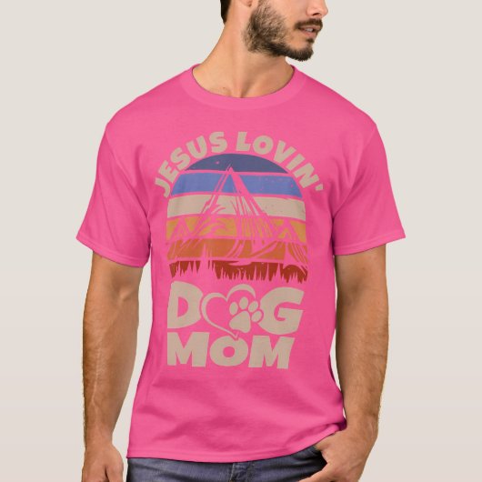 かわいいクリスチャンレトロイエス愛する犬の母おもしろい行 Tシャツ (正面)