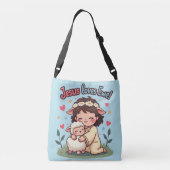 かわいいクリスチャン「イエスはあなたを愛している」パステルデザイン クロスボディバッグ (裏面)