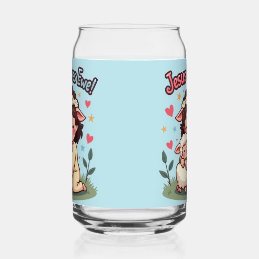 かわいいクリスチャン「イエズラブエウ」パステルデザイン ガラス缶 (右)