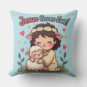 かわいいクリスチャン「イエズラブエウ」パステルデザイン クッション (正面)