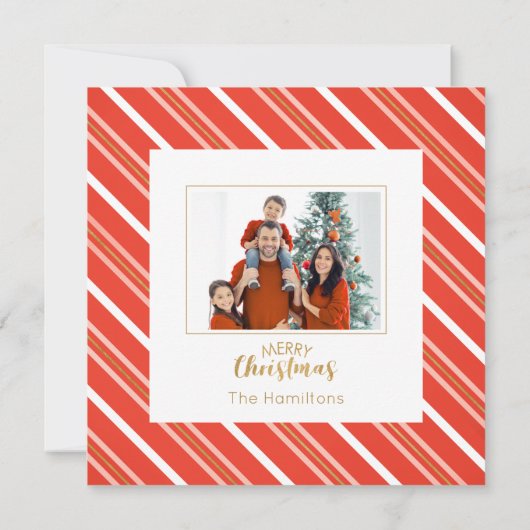 かわいいクリスマスああ何おもしろいフォトフラットカード (裏面)