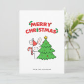 かわいいクリスマスうさぎ キャラクター ホリデー カード (スタンド正面)