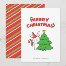 かわいいクリスマスうさぎ キャラクター ホリデー カード