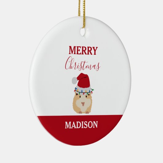 かわいいクリスマスおもしろいハムスター動物サンタハット セラミックオーナメント (右)