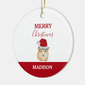 かわいいクリスマスおもしろいハムスター動物サンタハット セラミックオーナメント (左)