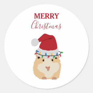かわいいクリスマスおもしろいハムスター動物サンタハット ラウンドシール
