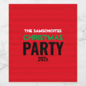 かわいいクリスマスおもしろいレッド&あなたの名前パーティー ワインラベル (シングルラベル)