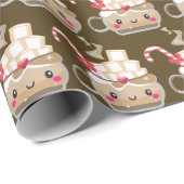 かわいいクリスマスかわいいココアパーティーラップ ラッピングペーパー (ロールコーナー)