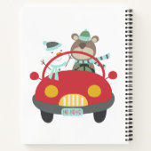 かわいいクリスマスくまさん雪だるま赤い車カスタムネーム ノートブック (裏面)